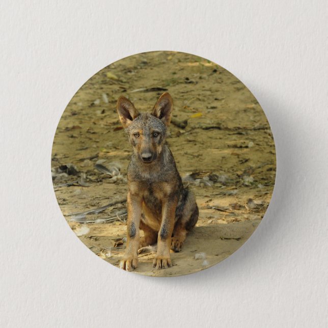Cute Wolf Cub Pinback Button (Front)