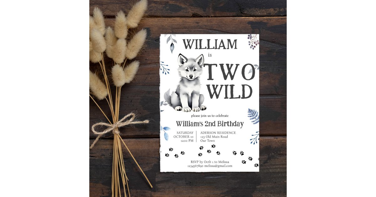 Cubbies Invite Cute wolf cub two wild woodlands birthday party invitation | Zazzle