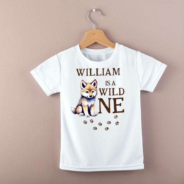 Cute wolf cub wild one woodlands birthday party baby T-Shirt (Wild one wolf themed birthday party photoshoot t-shirt family matching shirt cute wolf cub)