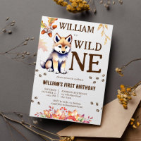 Cute wolf cub wild one woodlands birthday party