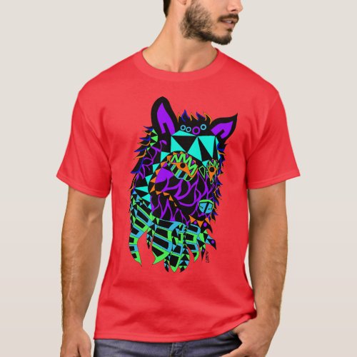 cute wolf ecopop art pattern T_Shirt