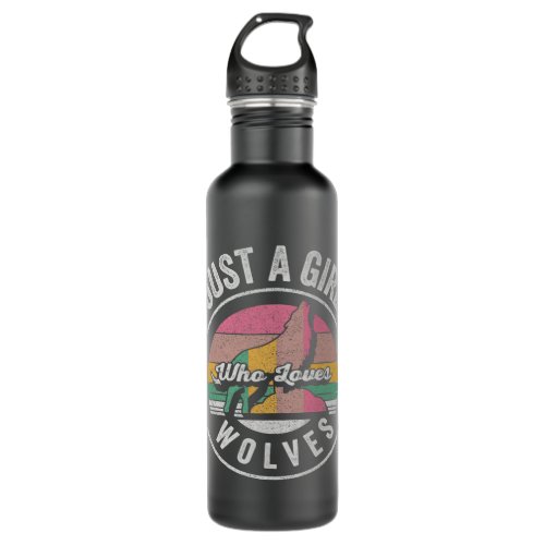 Cute Wolf Girl Lover Retro Just A Girl Who Loves W Stainless Steel Water Bottle