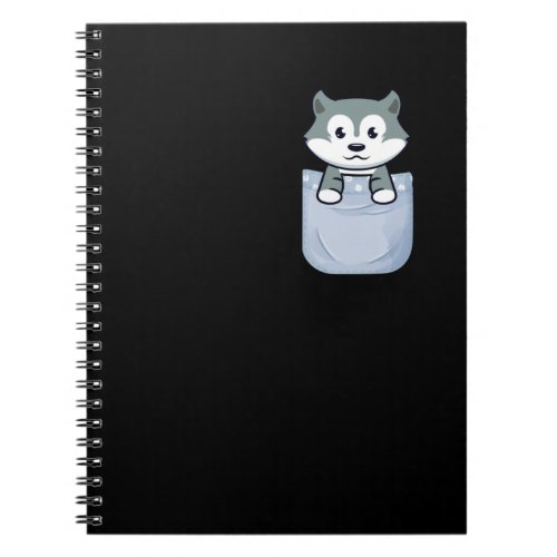 Cute Wolf hanging in a Pocket Notebook