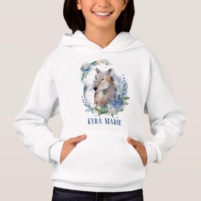 cute wolf lovers add name  hoodie (Front)