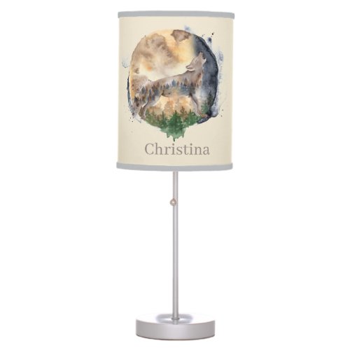 cute wolf lovers add name table lamp