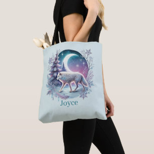 Cute wolf lovers add name  tote bag
