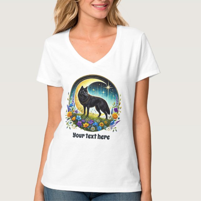 Cute wolf lovers customizable  T-Shirt (Front)