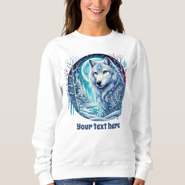 Cute wolf lovers customizable Winter wolf Sweatshirt (Front)