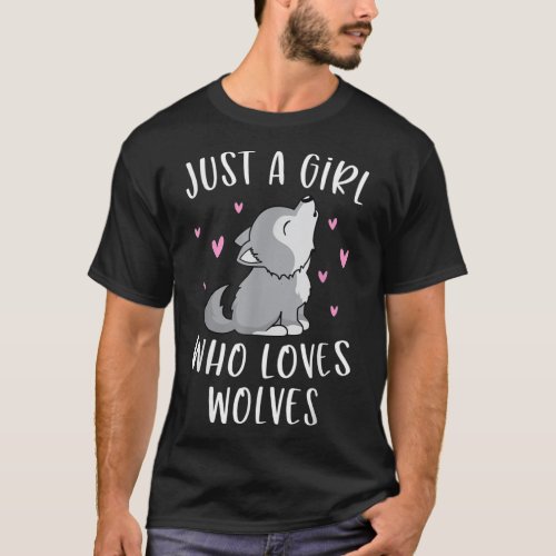 Cute Wolf Shirt For Girls Just A Girl Who Loves Wo