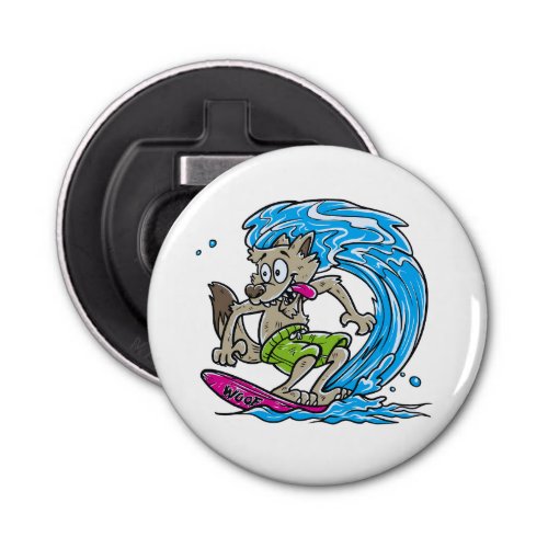 Cute Wolf Surf Cartoon Bottle Opener