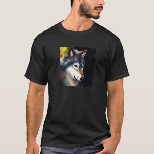 Cute Wolf Watercolour Artistic Wolves Premium T_Shirt