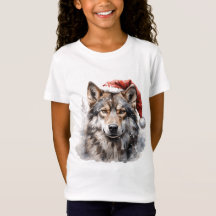 cute wolf wearing a Santa hat