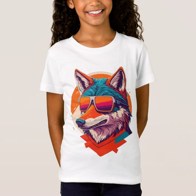 CUTE WOLF WEARING SUNGLASS. T-Shirt (Front)