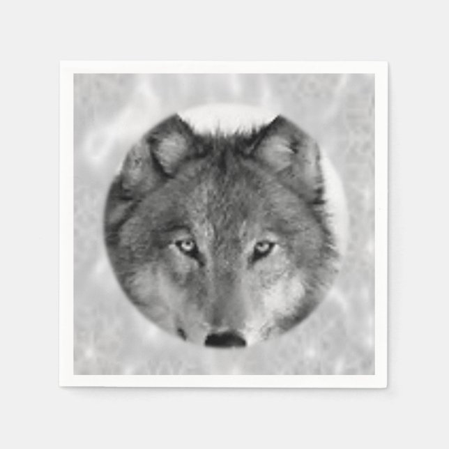 Cute Wolf Wildlife Nature Paper Napkins (Front)