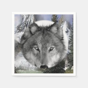 Cute Wolf Wildlife Nature Paper Napkins