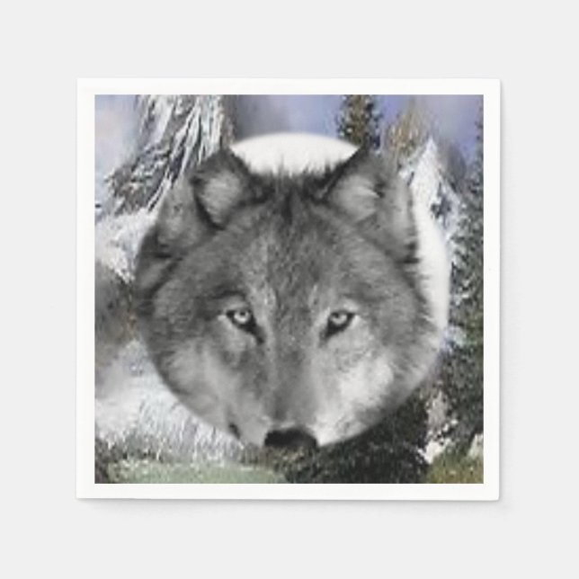 Cute Wolf Wildlife Nature Paper Napkins (Front)