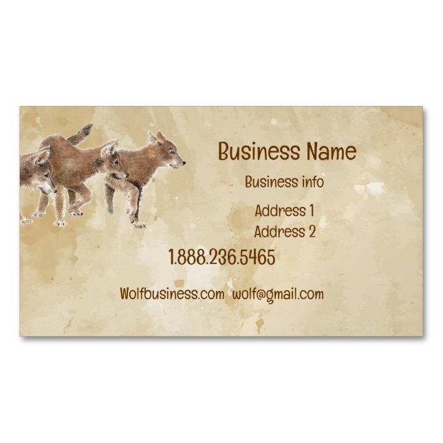 Cute Wolf, Wolves, Cubs, Pups, Nature  Business Ca Business Card Magnet (Front)