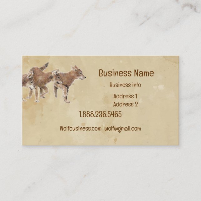 Cute Wolf, Wolves, Cubs, Pups, Nature  Business Card (Front)