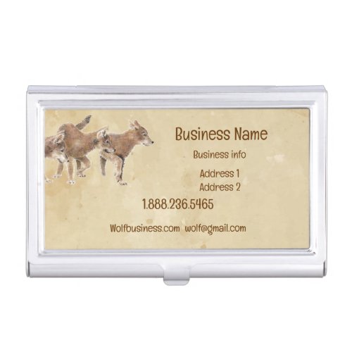 Cute Wolf Wolves Cubs Pups Nature   Business Card Case