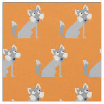 Cute Wolf Wolves Kid Baby Nursery Orange Fabric
