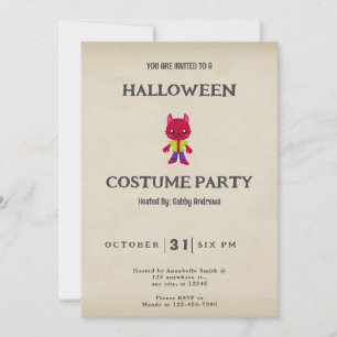 Cute Wolfman Vintage Halloween Invitation