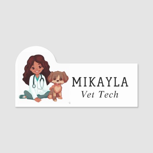 Cute Woman and Puppy  Name Tag