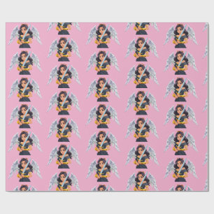 Cute woman Angel's with open wings and sword Wrapping Paper