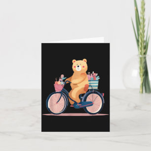 Cute Woman Bike with Funny Teddy Bear Graphic Card