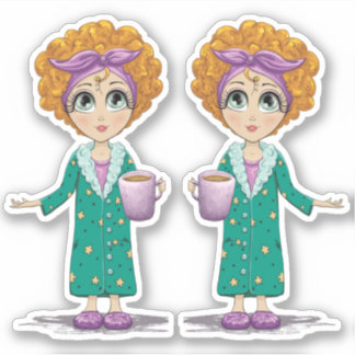 Cute Woman Nightgown Clipart Sticker