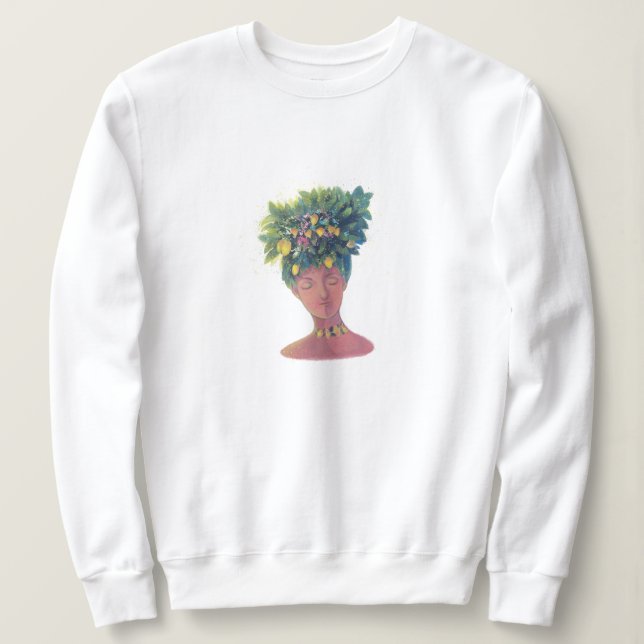 cute woman portrait  sweatshirt (Design Front)