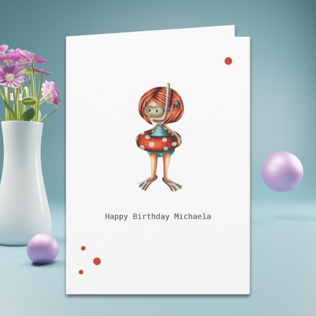 Cute  Woman Swimmer Birthday Card (Creator Uploaded)