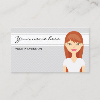 Cute Woman With Red Long Hair Business Card