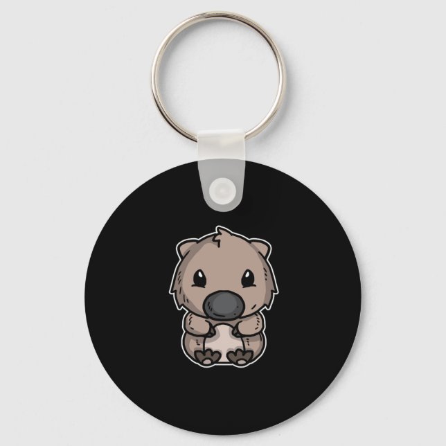 Cute Wombat Animal Gift Keychain (Front)