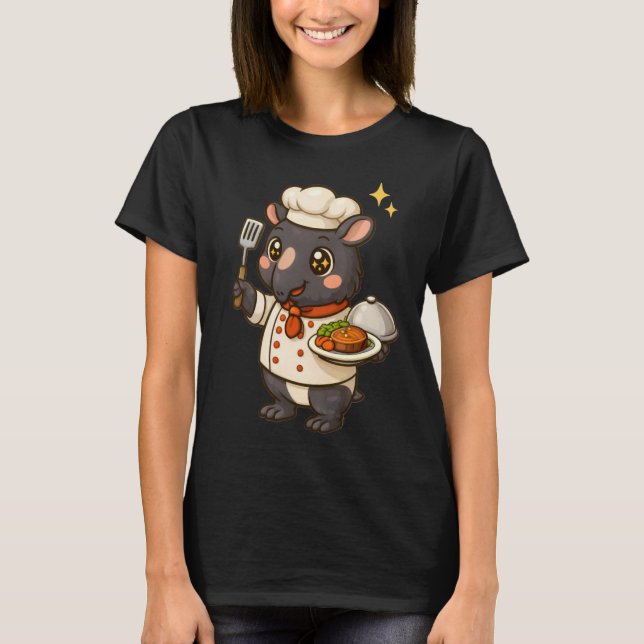 Cute Wombat Chef Kawaii Cooking Animal Professiona T-Shirt (Front)