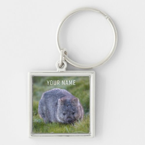 Cute Wombat Wildlife Animal Australia Green Keychain