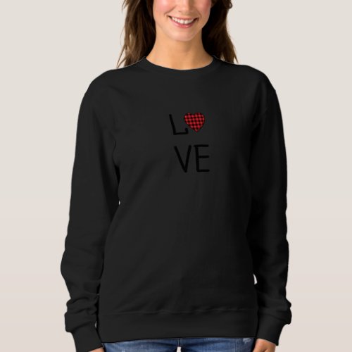 Cute Women And Girls Red Buffalo Plaid Heart Love  Sweatshirt