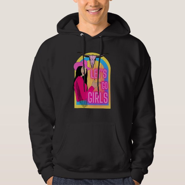 Cute women country go girls western rodeo bull Azt Hoodie (Front)