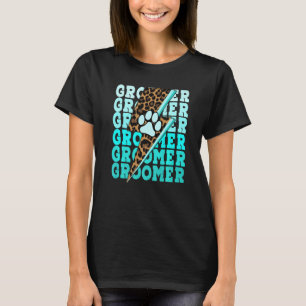 Cute women woman dog groomer lightning grooming gr T-Shirt
