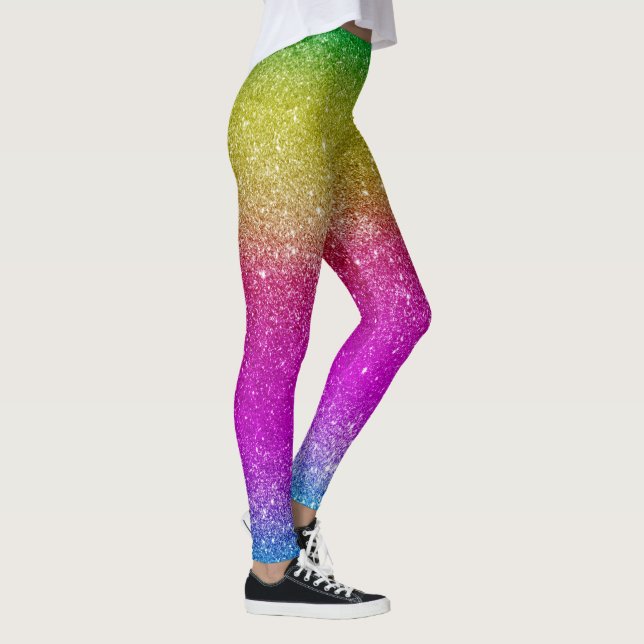 Cute  Womens and Girls Glitter Rainbow Leggings (Right)