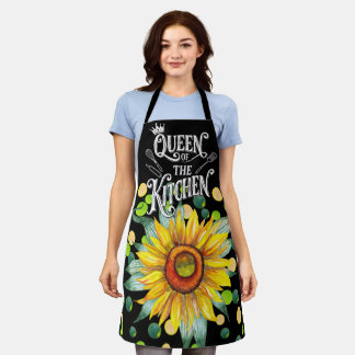 Cute Womens Apron, Floral Queen of the kitchen Apron