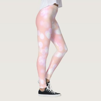 Cute Womens Blush Light Pink Aesthetic Bokeh Print Leggings by TabbyGun at Zazzle