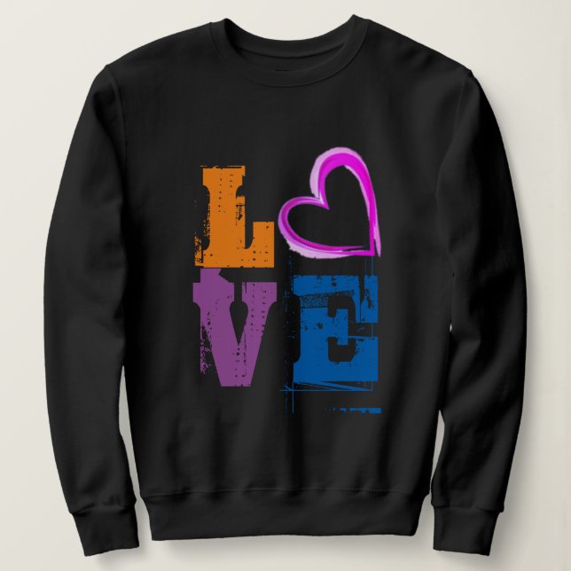 Cute Womens Love Sweatshirt design Hipster Chic (Design Front)