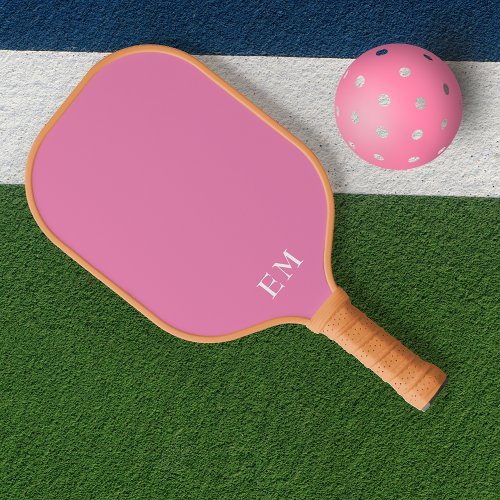Cute Womens Pastel Pink Monogrammed Initials  Pickleball Paddle
