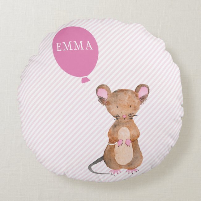 Cute Wood Mouse Personalized Kids Throw Pillow