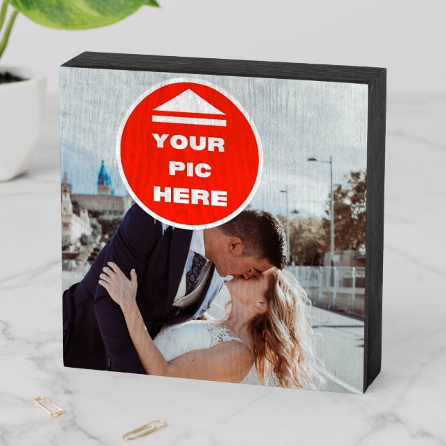 Cute! Wooden Box Sign - Personalized 6" X 6" Black (In Situ Horizontal)