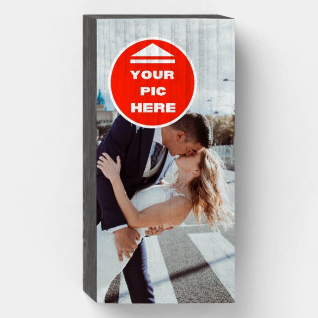 Cute! Wooden Box Sign - Personalized 8" X 4" Black (Front Vertical)