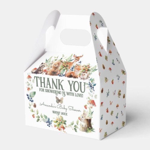 Cute Woodland Animal Adventure Neutral Baby Shower Favor Boxes