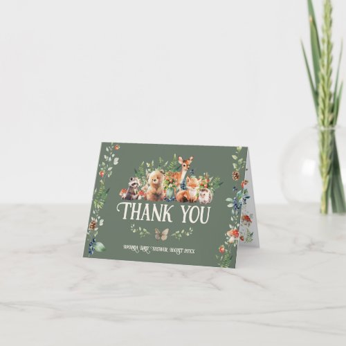 Cute Woodland Animal Adventure Neutral Baby Shower Thank You Card