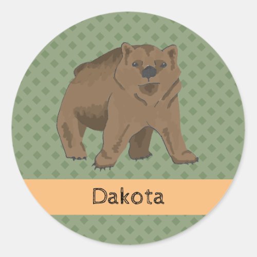 Cute Woodland Animal Baby Bear  Classic Round Sticker