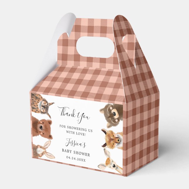 Cute Woodland Animal Baby Shower Favor Boxes (Front Side)